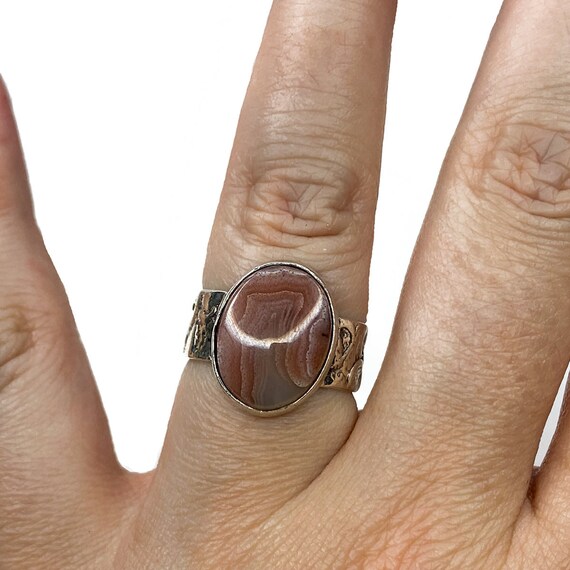 Silver & Agate Handmade Ring - image 6