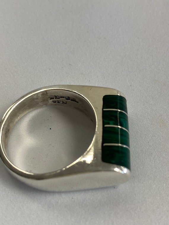 Mexico Silver and Malachite Statement Ring - image 3