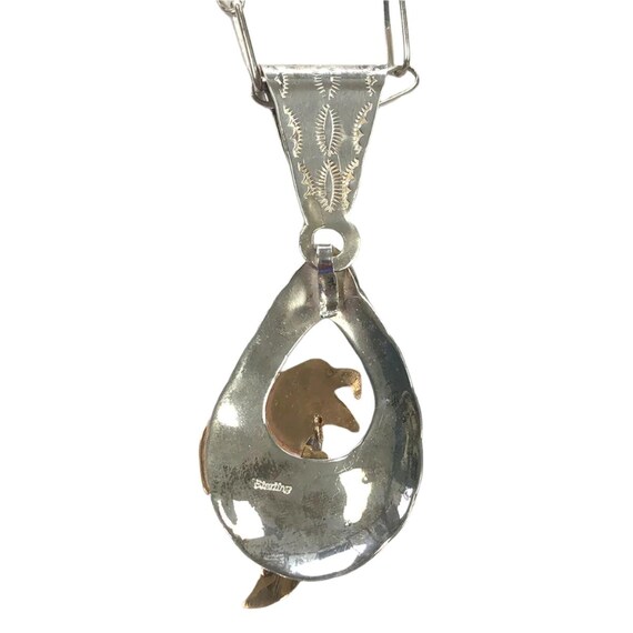 Native American Silver Two Tone Eagle Necklace - image 3