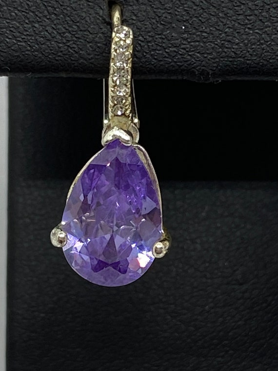Sterling Silver And Purple and Clear Cubic Zircon… - image 3