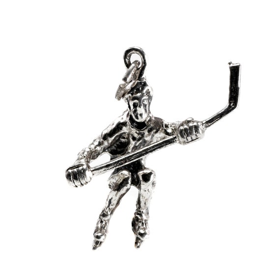 Silver Hockey Player Pendant