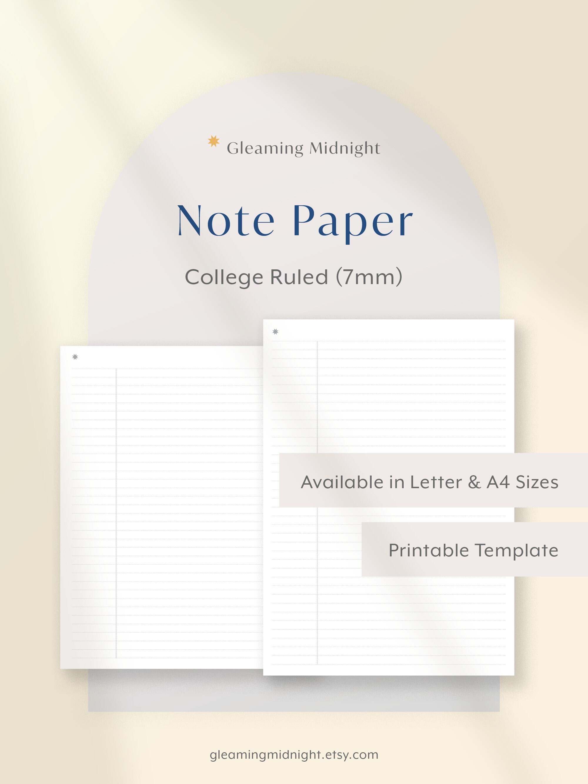 a4 letter college ruled note paper printable for notes etsy