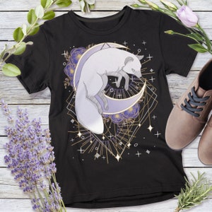 Arctic Fox Shirt Witchy Boho Hippie Art Unique Meditation Top Short-Sleeve Unisex T-Shirt