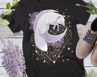 Celestial Whimsigoth Arctic Fox Shirt | Witchy Geometric Hand-Drawn Fox Short-Sleeve Unisex T-Shirt