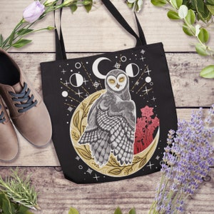  TOMPPY Owl under the Blue Sky Women Tote Bag Large