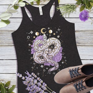 Ball Python Tank Top | Celestial Witchy Snake Yoga Shirt | Women&#39;s Racerback Tank