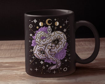 Ball Python Mug Witchy Snake Mug Esoteric Whimsigothic Black Glossy Mug