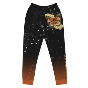 Eco-Friendly Recycled Sweatpants | Artistic Witchy Sweatpants with Monarch Butterfly Art | Women's Joggers