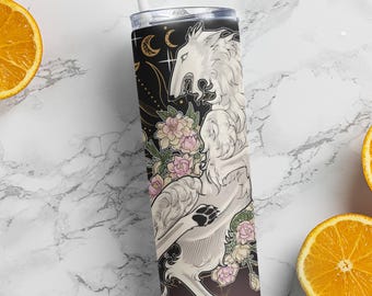 Vaso de acero inoxidable con diseño de perro Borzoi / Witchy Whimsigoth Boho Hippie Vaso de acero inoxidable con diseño de perro Borzoi