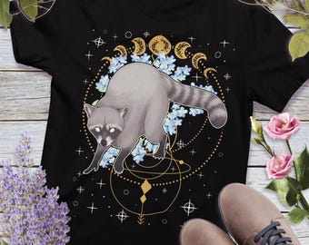 Raccoon T-Shirt | Witchy Trash Panda Whimsigoth Cottagecore Unisex Raccoon t-shirt
