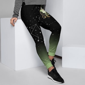 Eco-Friendly Recycled Sweatpants | Artistic Witchy Sweatpants with Luna Moth Art | Women's Joggers