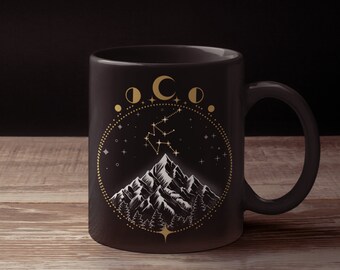 Mug Verseau Unique Constellation Art Horoscope Zodiaque Mug noir brillant
