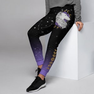 Eco-Friendly Recycled Sweatpants | Artistic Witchy Sweatpants with Borzoi Art | Women's Joggers