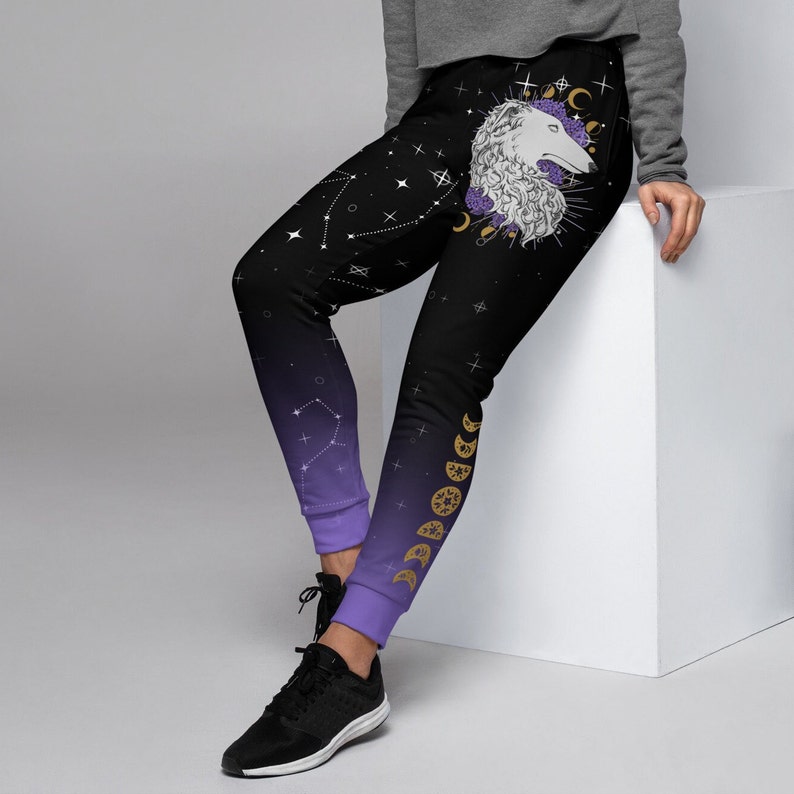 Eco-Friendly Recycled Sweatpants | Artistic Witchy Sweatpants with Borzoi Art | Women's Joggers