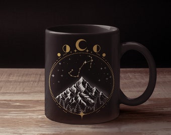 Taza Escorpio Constelación única Arte Horóscopo Zodíaco Taza negra brillante