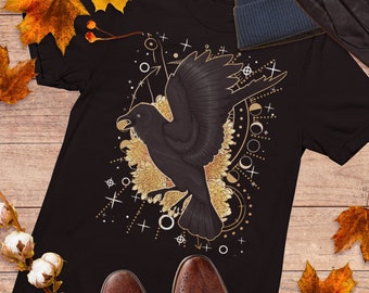 Whimsigoth Crow Shirt | Witchy Hand-Drawn Crow Art Unisex T-Shirt