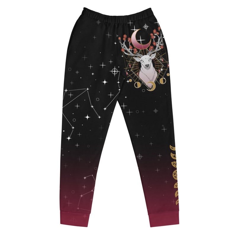 Eco-Friendly Recycled Sweatpants | Artistic Witchy Sweatpants with Deer Art | Women's Joggers