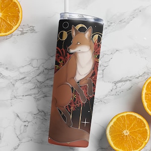 Rotfuchs Becher | Witchy Whimsigoth Boho Hippie Rotfuchs Edelstahl Becher mit Metall Strohhalm