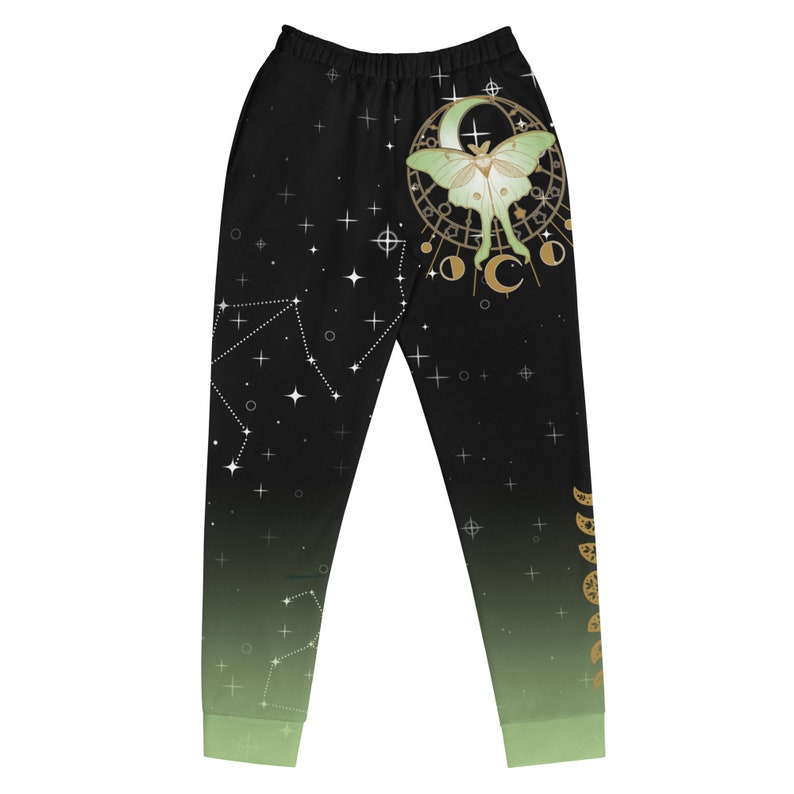Eco-Friendly Recycled Sweatpants | Artistic Witchy Sweatpants with Luna Moth Art | Women's Joggers