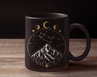 Tasse Gémeaux Unique Constellation Art Horoscope Zodiaque Noir Brillant Mug