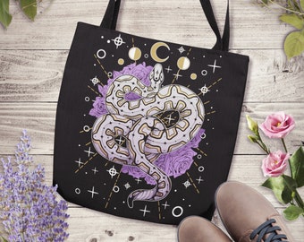 Ball Python Tote Witchy Snake Bag Witchy Moon Phase Tote