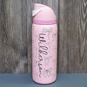 Coquette/Preppy Mismatched Bows Owala FreeSip Bottle - Personalized Design- Gift + Other Hobbies