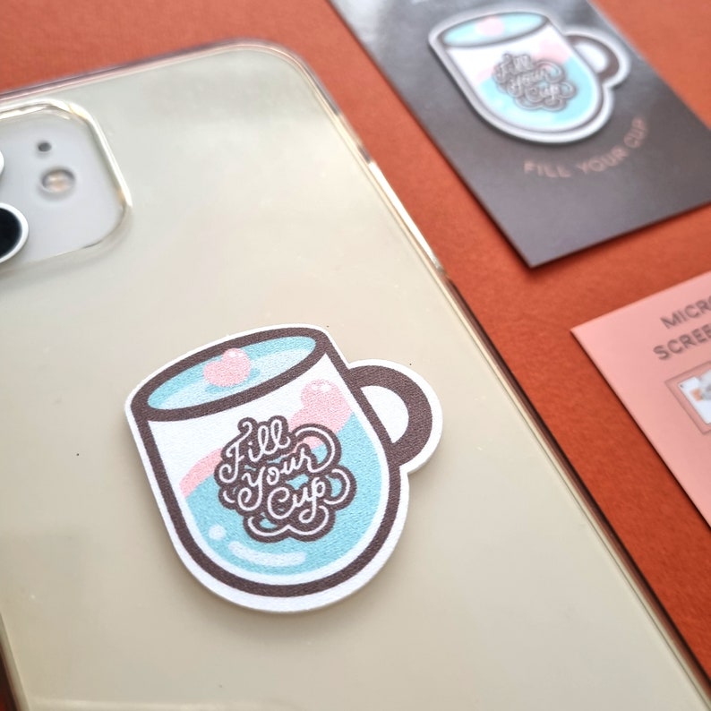 Screen Cleaner Sticker NEW! Bestseller Microfiber Phone Screen Cleaner Sticker (reusable ...