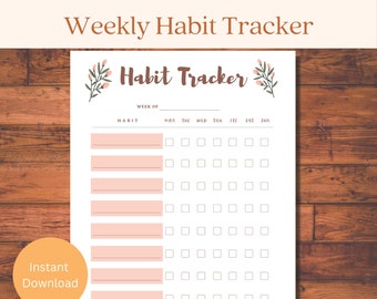 Floral Weekly Habit Tracker Printable, Habit Planner PDF, Daily Habit Tracker GoodNotes, Everyday Habit Tracker, Daily Routine Tracker