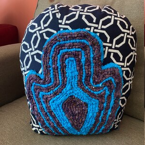 Unique Navy Geometric Handwoven Pillow, Custom Bright Decor Pillow, Colorful Bohemian Pillow, Textural custom pillow, Eclectic loop pillow