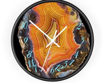 Beautiful 12\u201d White and Silver Geode Inspired Resin Wall Clock with Rocks.