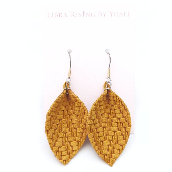 Boho Leaves in Mustard Knit Leather