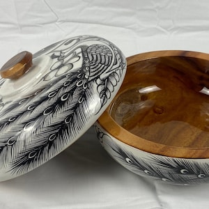 Hand Carved/ Hand Painted wooden serving bowl