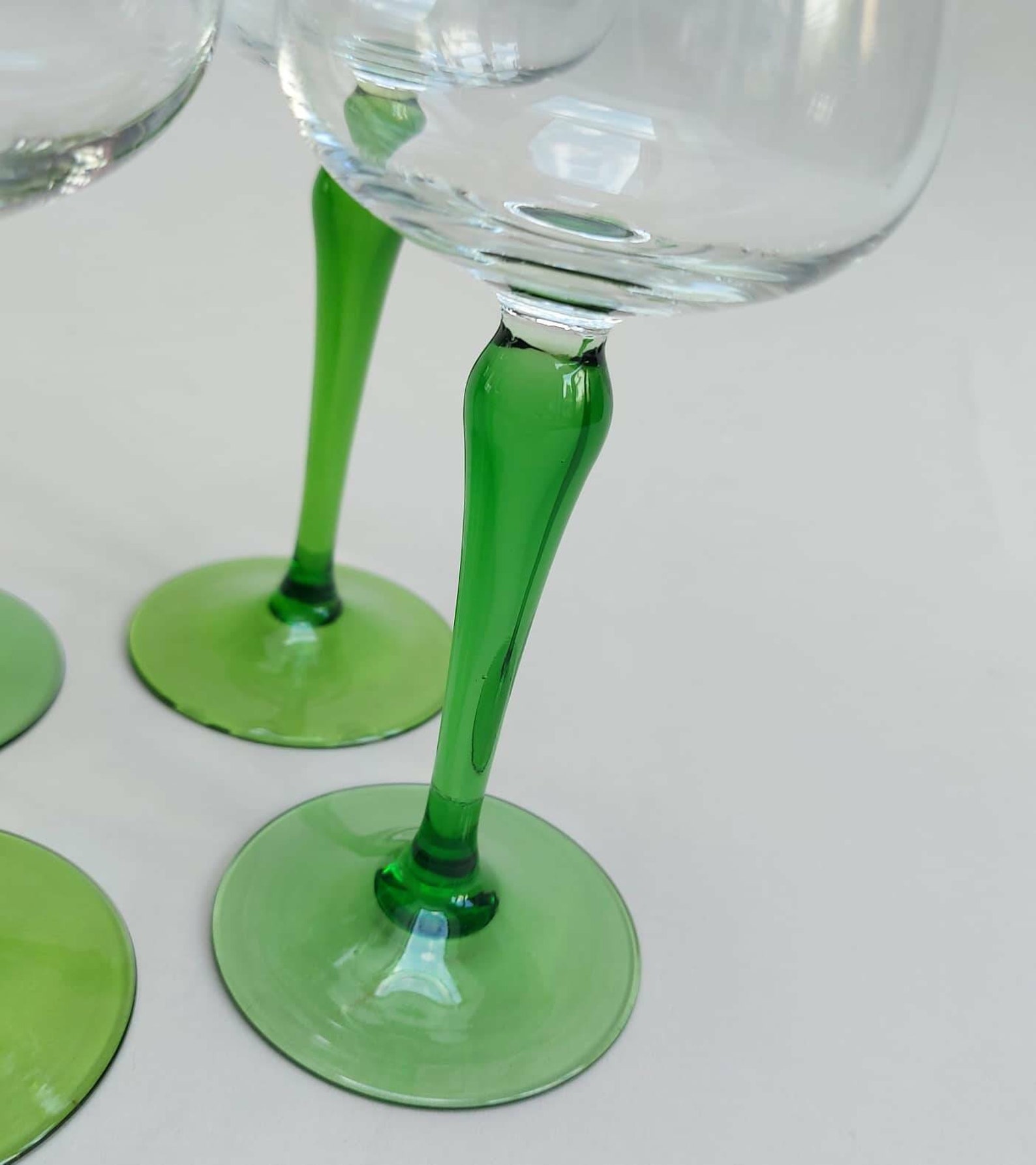 Set of 4 green stem glasses Etsy