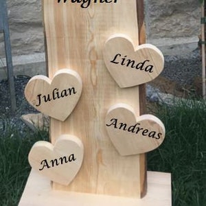 Wooden stele Welcome with heart and small hanging heart, personalized stand image 6