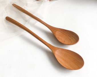 2, Black Traditional Japanese Wooden Spoon Handcrafted from Carob Tree Wood 