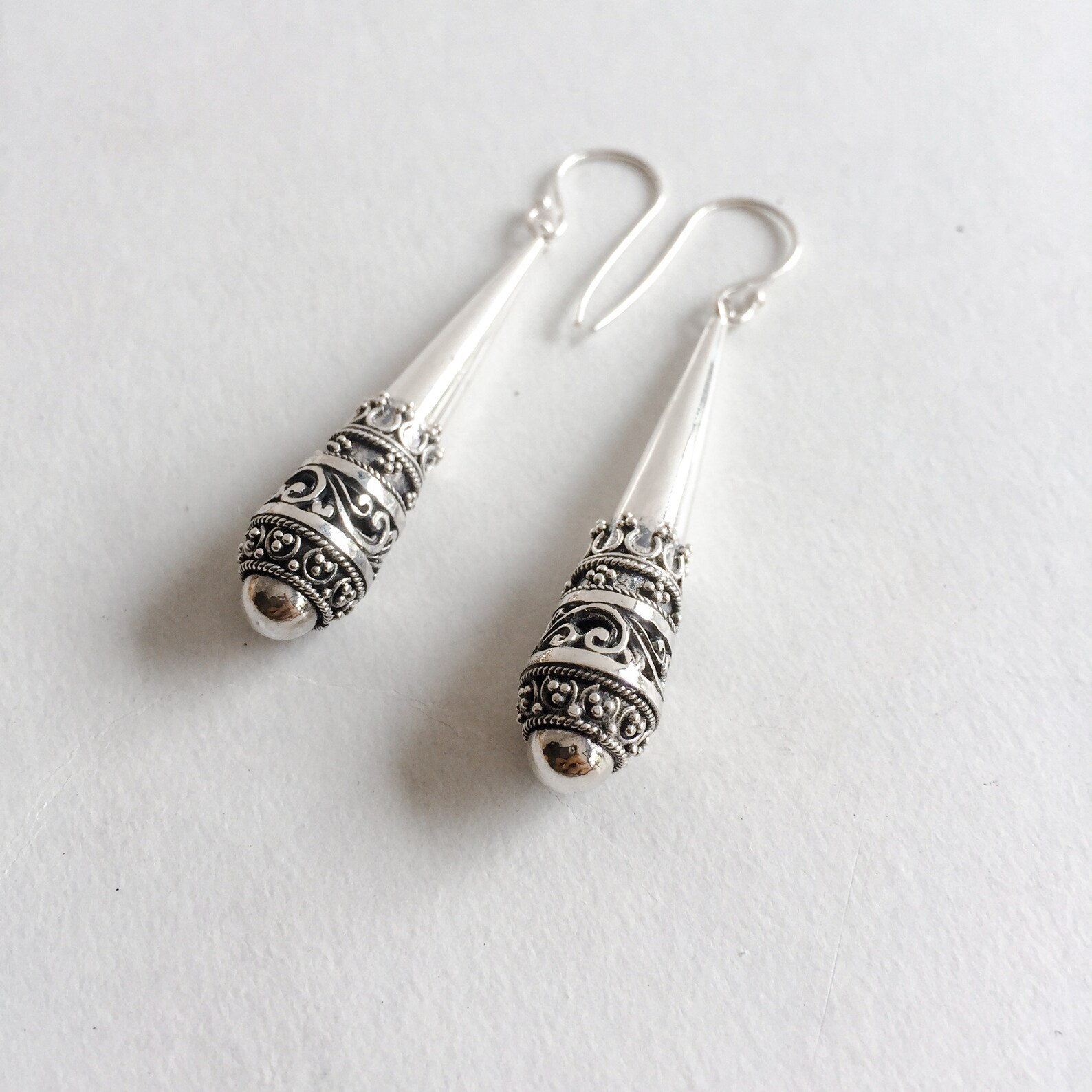 Balinese handmade 925 sterling silver dangle earings / bali Etsy