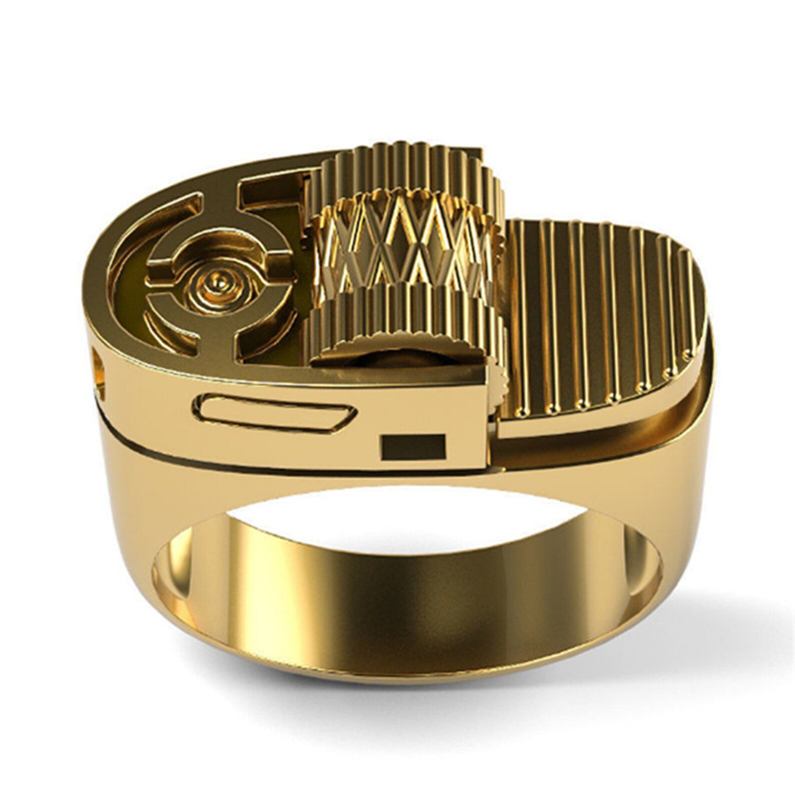 Gold ring cigarette lighter ring men ring Fire Flame Smoke Etsy