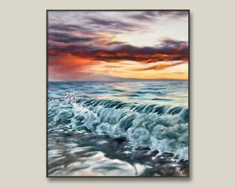 Sea wave oil painting on canvas