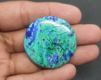 Blauwe azuriet cabochon: ronde edelsteen voor het maken van sieraden (33 x 33 x 6 mm