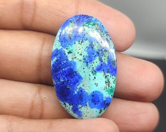 Ovale azuriet cabochon: natuurlijke blauwe vogel edelsteen, 33 x 21 x 5 mm