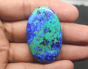 Ovale Azuriet cabochon: blauwe vogel edelsteen, onbehandeld (40 x 24 x 6 mm)