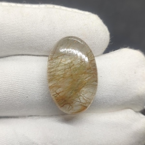 golden Rutile Quartz-Natural-Rutile Quartz Gemstone - Flat Back Rutile Quartz Cabochon Rutile Quartz Crystal for jewelry making loose stone