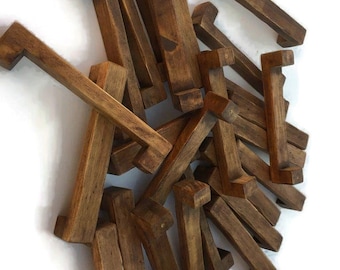 Rustic wooden handles/ Wooden hand-made cabinet drawers/solid buttons.