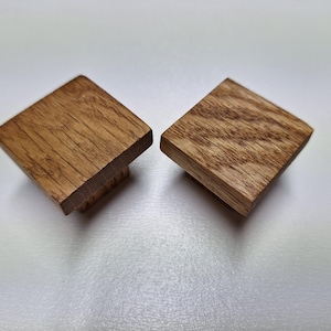 Cabinet knobs/ Oak  handle/ Square buttons.
