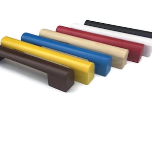 Maniglie sottili in legno/pomelli per cassetti naturali e verniciati/maniglie per ante di armadi/maniglie per mobili fatte a mano.
