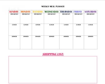 Planificateur de repas hebdomadaire/Liste de courses