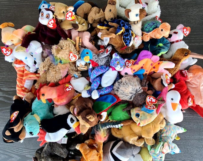 Vintage 90s Beanie Baby Mystery Bag: Authentic TY Plush with Tag