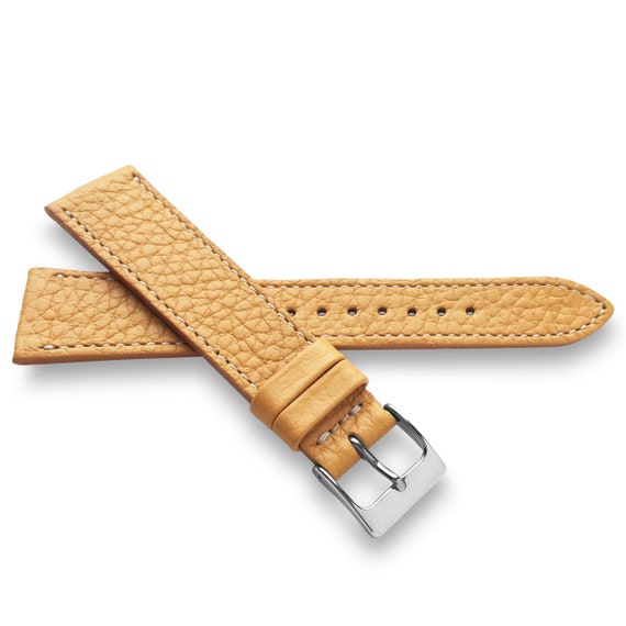 Golden Spanish Floater Textured Leather Watch Band Strap With