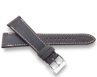 Dark Brown Distressed Italian Crazyhorse Leather Watch Band Strap Avaliable in 22mm, 20mm, 19mm ,18mm