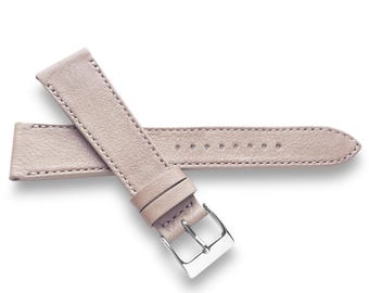 Taupe Verona Leather Watch Strap With Matching Stitch Natural Grain Slight Distressed 22mm, 20mm, 19mm, 18mm - Quick Release Spring Bars